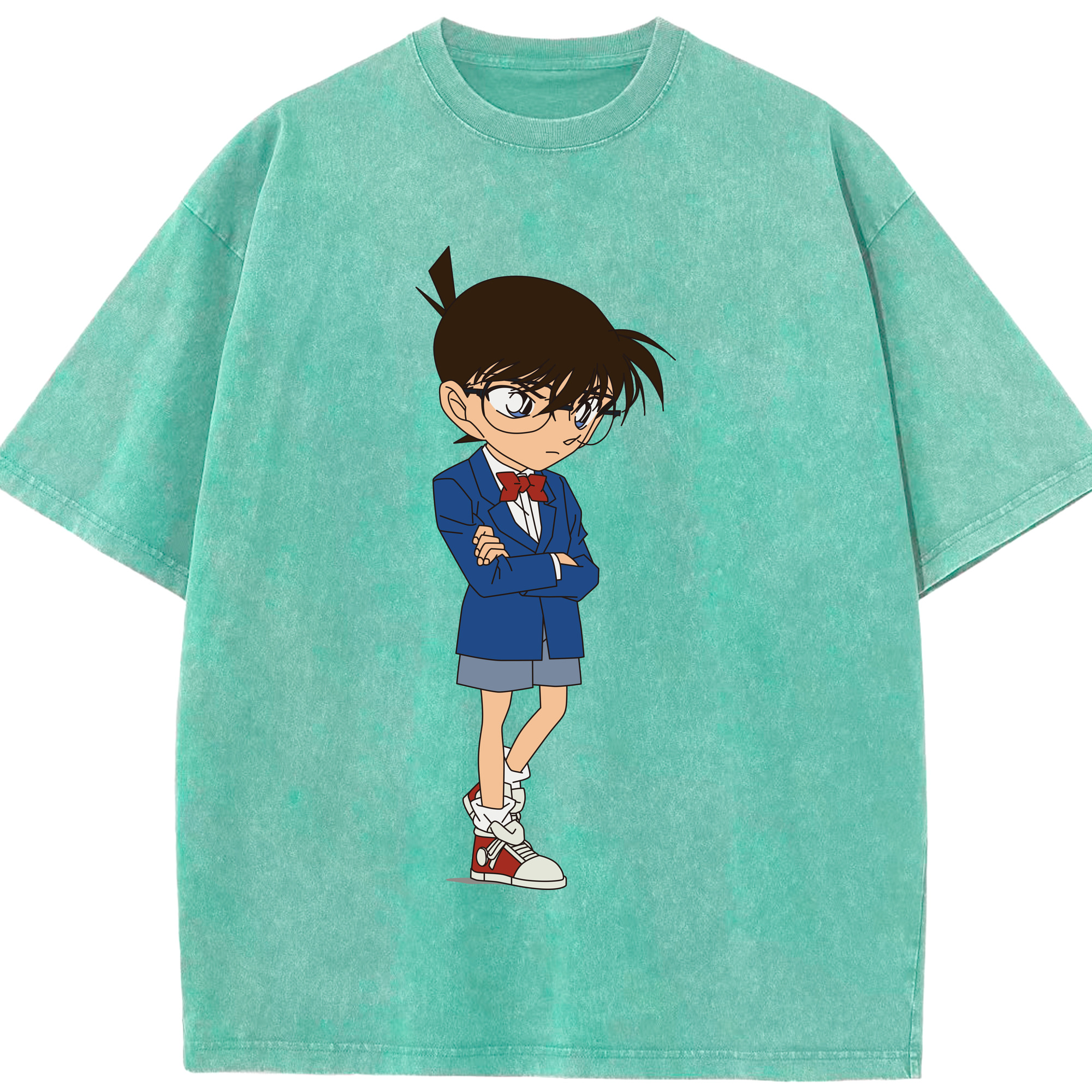 （画像用） 名探偵コナン 江戸川 コナン Detective Conan Conan Edogawa 綿100% ヴィンテージ風 半袖Tシャツ（フロントプリント）